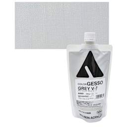 Holbein Acryla Gesso - Gray V-7, 300 ml pouch and swatch
