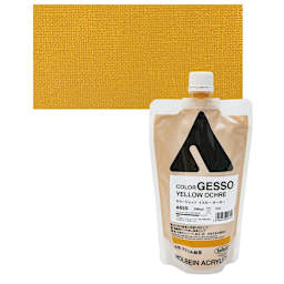 Holbein Acryla Gesso - Yellow Ochre, 300 ml pouch and swatch