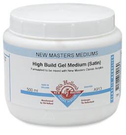 New Masters Acrylic Gel Mediums - Front of High Build Satin Gel Medium Jar