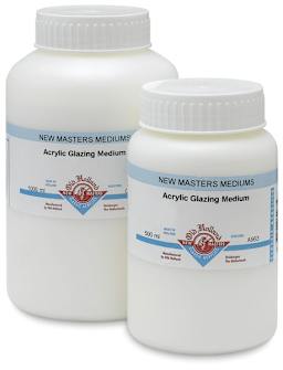 New Masters Acrylic Glazing Mediums - Front view of two sizes of Jars 
