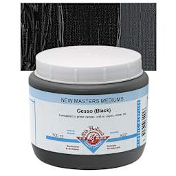 Old Holland New Masters Acrylic Gesso - Black, 500 ml jar and swatch