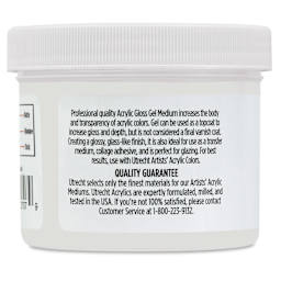Utrecht Artists' Acrylic Gel Medium - Gloss Gel Medium, 4 oz jar back