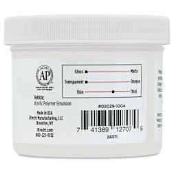 Utrecht Artists' Acrylic Gel Medium - Gloss Gel Medium, 4 oz jar side
