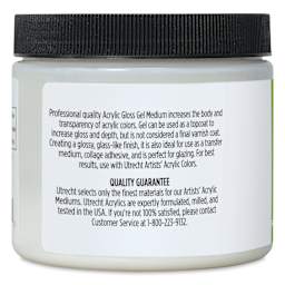 Utrecht Acrylic Medium - Gloss Gel Medium, Pint left side
