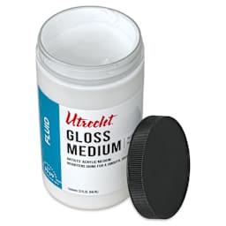 Utrecht Artists' Acrylic Fluid Medium - Gloss Medium, 32 oz open to show medium