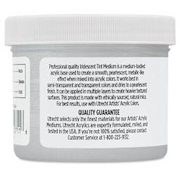 Utrecht Artists' Acrylic Iridescent Tint Medium - 4 oz, back of jar