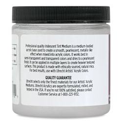 Utrecht Artists' Acrylic Iridescent Tint Medium - 8 oz side of jar