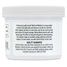 Utrecht Artists' Acrylic Gel Medium - Matte Gel Medium, 4 oz jar side