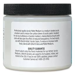 Utrecht Artists' Acrylic Fluid Medium - Matte Medium, 16 oz left side