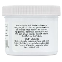 Utrecht Artists' Acrylic Fluid Medium - Gloss Medium, 4 oz jar back