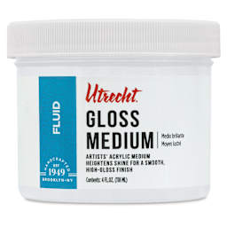 New look! Same formula - Utrecht Artists' Acrylic Fluid Medium - Gloss Medium, 4 oz jar