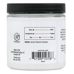 Utrecht Artists' Acrylic Fluid Medium - Gloss Medium, 8 oz back of jar