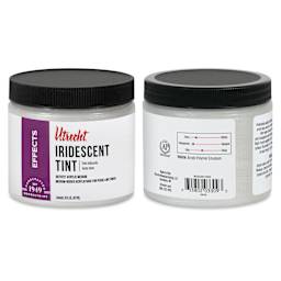 Utrecht Artists' Acrylic Iridescent Tint Medium - 16 oz, front and back of jar