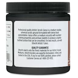 Utrecht Artists' Acrylic Gesso - Black, 8 oz side view