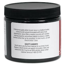 Utrecht Artists' Acrylic Gesso - Black, 16 oz left side