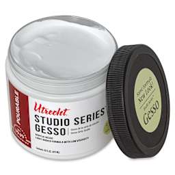 Utrecht Studio Series Acrylic Gesso - White, 16 oz open to show gesso