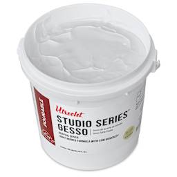 Utrecht Studio Series Acrylic Gesso - 128 oz with lid removed to show gesso