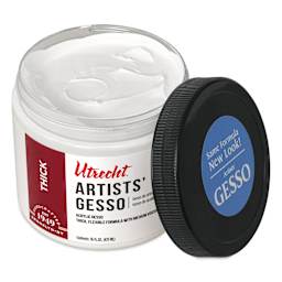 Utrecht Artists Acrylic Gesso - White, 16 oz open to show gesso