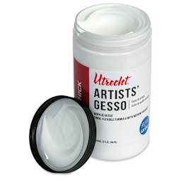 Utrecht Artists Acrylic Gesso - White, 32 oz open to show gesso