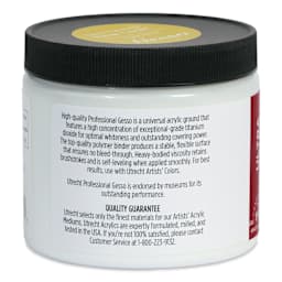 Utrecht Professional Acrylic Gesso - 16 oz left side of jar