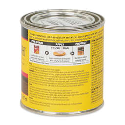 Minwax Wood Finish Oil-Based Penetrating Stain - Jacobean, 8 oz back of can