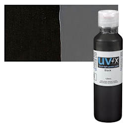 Tri-Art UVFX Black Light Poster Paint - Black, 120 ml bottle and swatch
