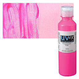 Tri-Art UVFX Black Light Poster Paint - Fluorescent Pink, 120 ml bottle and swatch