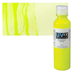 Tri-Art UVFX Black Light Poster Paint - Fluorescent Yellow, 120 ml bottle and swatch