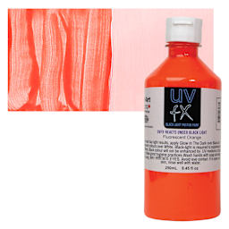 Tri-Art UVFX Black Light Poster Paint - Fluorescent Orange, 250 ml bottle and swatch
