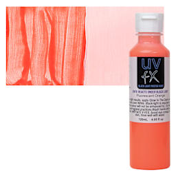 Tri-Art UVFX Black Light Poster Paint - Fluorescent Orange, 120 ml bottle and swatch