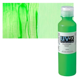 Tri-Art UVFX Black Light Poster Paint - Fluorescent Green, 120 ml bottle and swatch