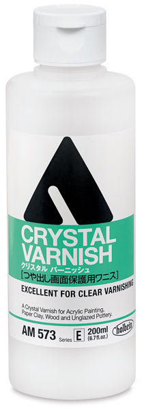 Holbein Acrylic Varnish - 200 ml bottle of High Gloss Varnish shown