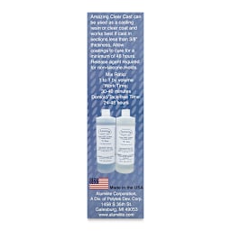 Alumilite Amazing Clear Cast Epoxy Casting Resin - 32 oz, Bottle (Side view of packaging, Mixing ratio shown)