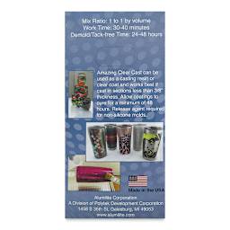 Alumilite Amazing Clear Cast Epoxy Casting Resin - 1 Gallon, Bottle (Side view of packaging, Mixing ratio shown)