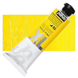 Pebeo XL Studio Oil Paint - Primary Cadmium Yellow Imitation, 37 ml tube and swatch