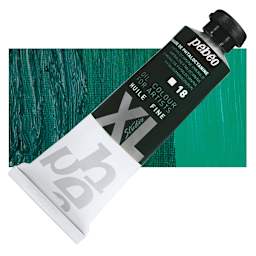 Pebeo XL Studio Oil Paint - Phthalocyanine Emerald, 37 ml Tube and swatch
