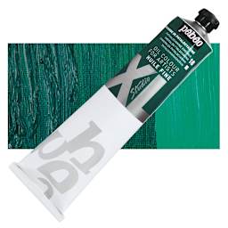 Pebeo XL Studio Oil Paint - Phthalocyanine Emerald, 200 ml Tube and swatch