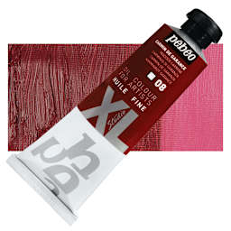 Pebeo XL Studio Oil Paint - Madder Carmine, 37 ml Tube and swatch