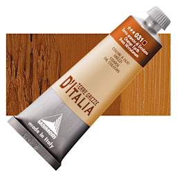 Maimeri Italian Natural Earth Oil Paint - Orange Earth from Herculaneum, 60 ml tube and swatch