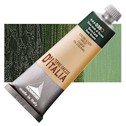 Maimeri Italian Natural Earth Oil Paint - Green Earth from Verona, 60 ml tube and swatch