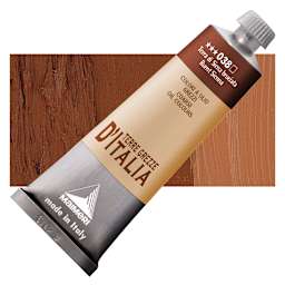 Maimeri Italian Natural Earth Oil Paint - Burnt Sienna, 60 ml tube and swatch