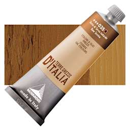 Maimeri Italian Natural Earth Oil Paint - Raw Sienna, 60 ml tube and swatch