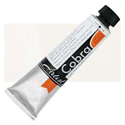 Cobra Artist Water Mixable Oil Paint - Titanium White, Linseed Oil, 40 ml tube and swatch