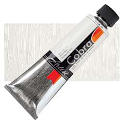 Royal Talens Cobra Water Mixable Oil Paint - Zinc White, 150 ml tube and swatch