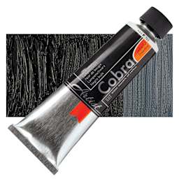 Royal Talens Cobra Water Mixable Oil Paint - Lamp Black, 150 ml tube and swatch