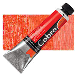 Royal Talens Cobra Water Mixable Oil Paint - Cadmium Red Light, 40 ml tube and swatch