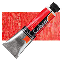 Royal Talens Cobra Water Mixable Oil Paint - Cadmium Red Medium, 40 ml tube and swatch