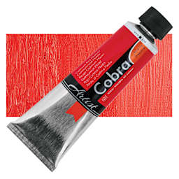 Cobra Artist Water Mixable Oil Paint - Cadmium Red Medium, 150 ml tube and swatch