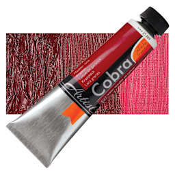 Royal Talens Cobra Water Mixable Oil Paint - Madder Lake, 40 ml tube and swatch