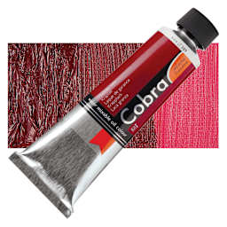Royal Talens Cobra Water Mixable Oil Paint - Madder Lake, 150 ml tube and swatch